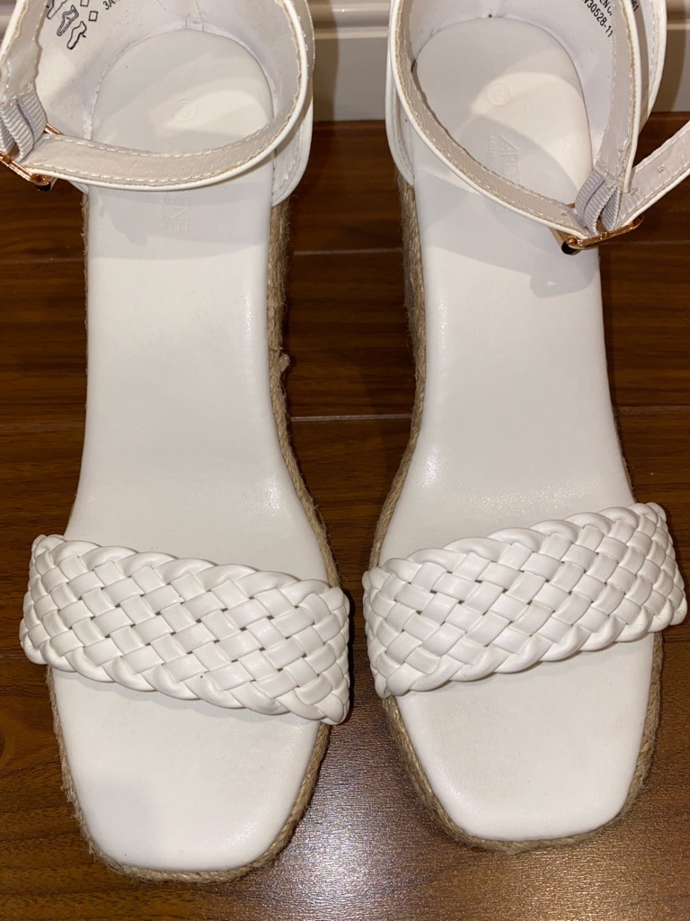 Ardene White Braided Ankle-Strap Espadrille Wedges - Picture 8 of 9